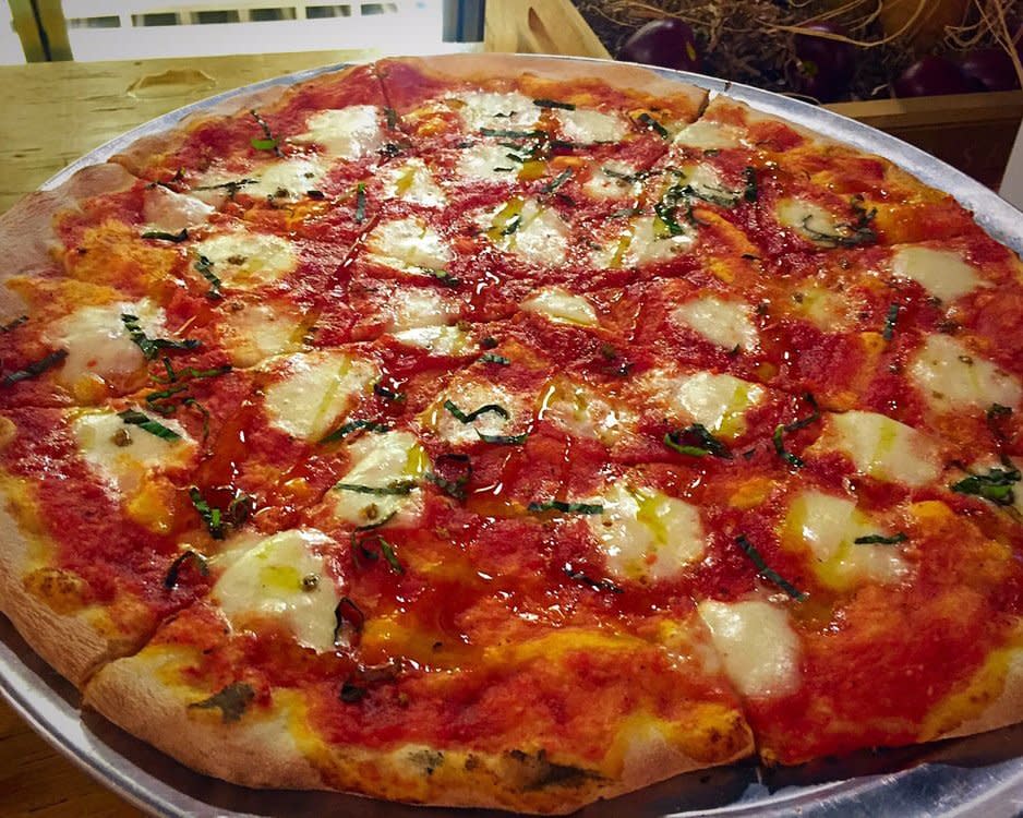 margherita pizza at The Wine Barn in Winter Park, Florida