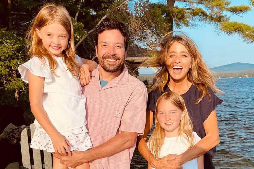 <p>Instagram/jimmyfallon</p> Jimmy Fallon with wife Nancy Juvonen and daughters Frances and Winnie