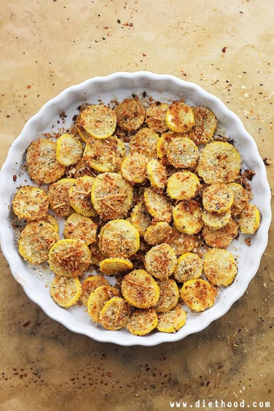 <p>Diethood</p><p>Showered with so much garlic and parmesan cheese, these chips provide a scrumptious way to enjoy a vegetable snack that’s not just good for you but also incredibly delicious.</p><p><strong>Get the recipe: <a href="https://diethood.com/garlic-parmesan-yellow-squash-chips/" rel="nofollow noopener" target="_blank" data-ylk="slk:Garlic Parmesan Squash Chips;elm:context_link;itc:0;sec:content-canvas" class="link ">Garlic Parmesan Squash Chips</a></strong></p>