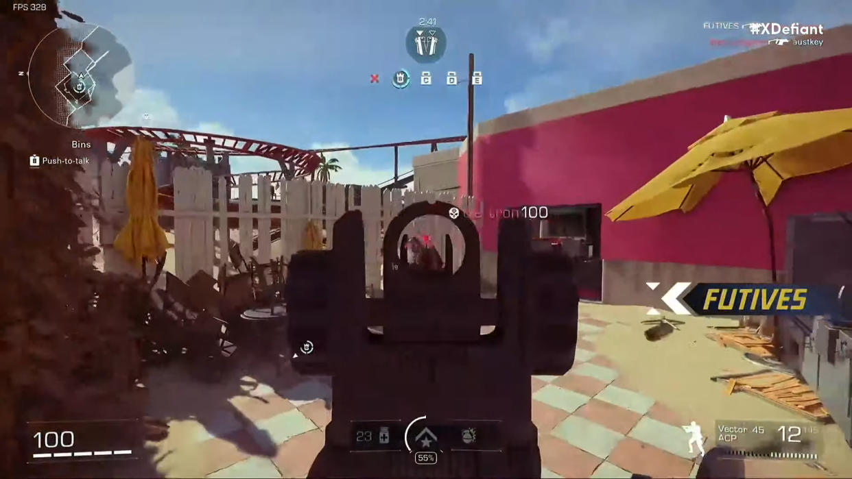  Someone aiming at an enemy player through a scope 
