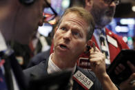 Trader Robert Charmak works on the floor of the New York Stock Exchange, Thursday, Dec. 6, 2018. U.S. stocks tumbled in early trading Thursday following a sell-off in overseas markets. (AP Photo/Richard Drew)