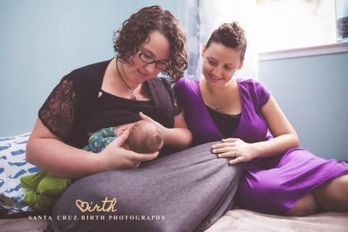 Photo by Santa Cruz Birth Photography; Mary Ellen breastfeeds Sequoia.