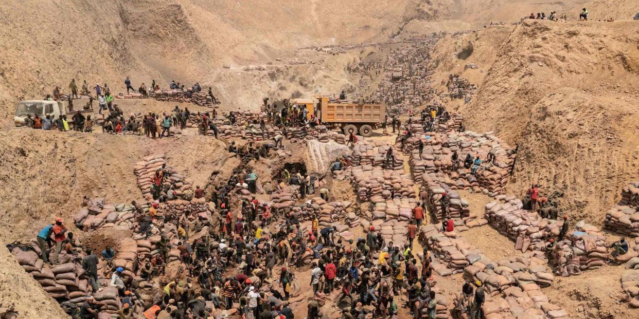 A general view of artisanal miners working at the Shabara artisanal mine