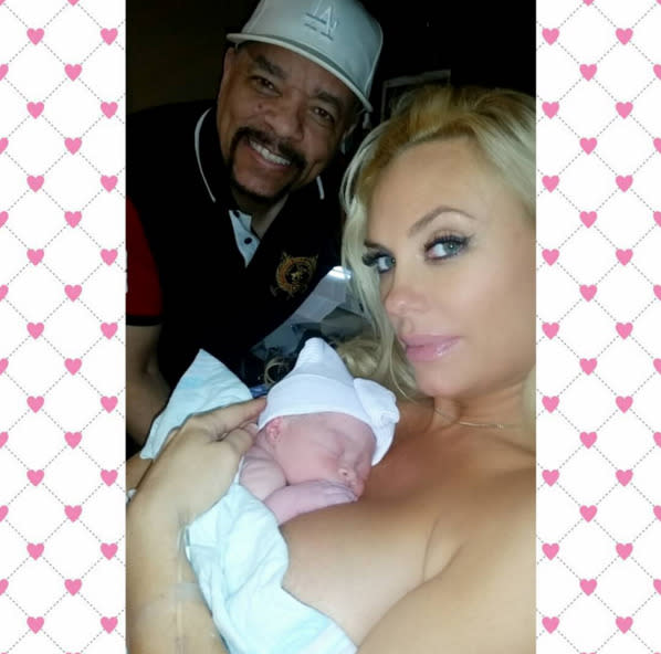 Coco Austin cuddles baby Chanel outside her namesake store