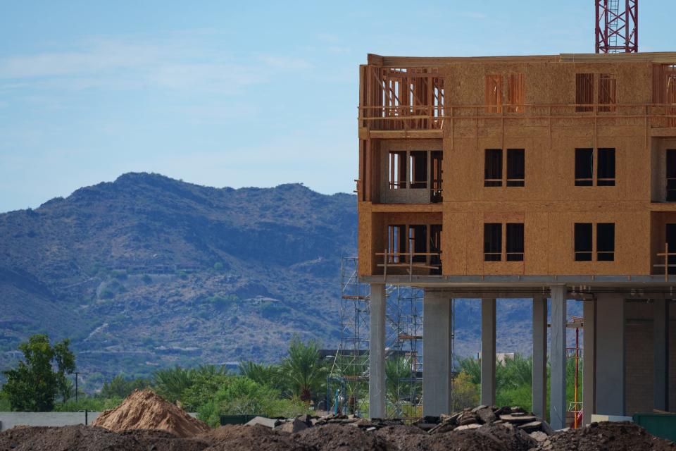 Construction continues at the site of what used to be the Paradise Valley Mall on August 11, 2023, in Phoenix, AZ.