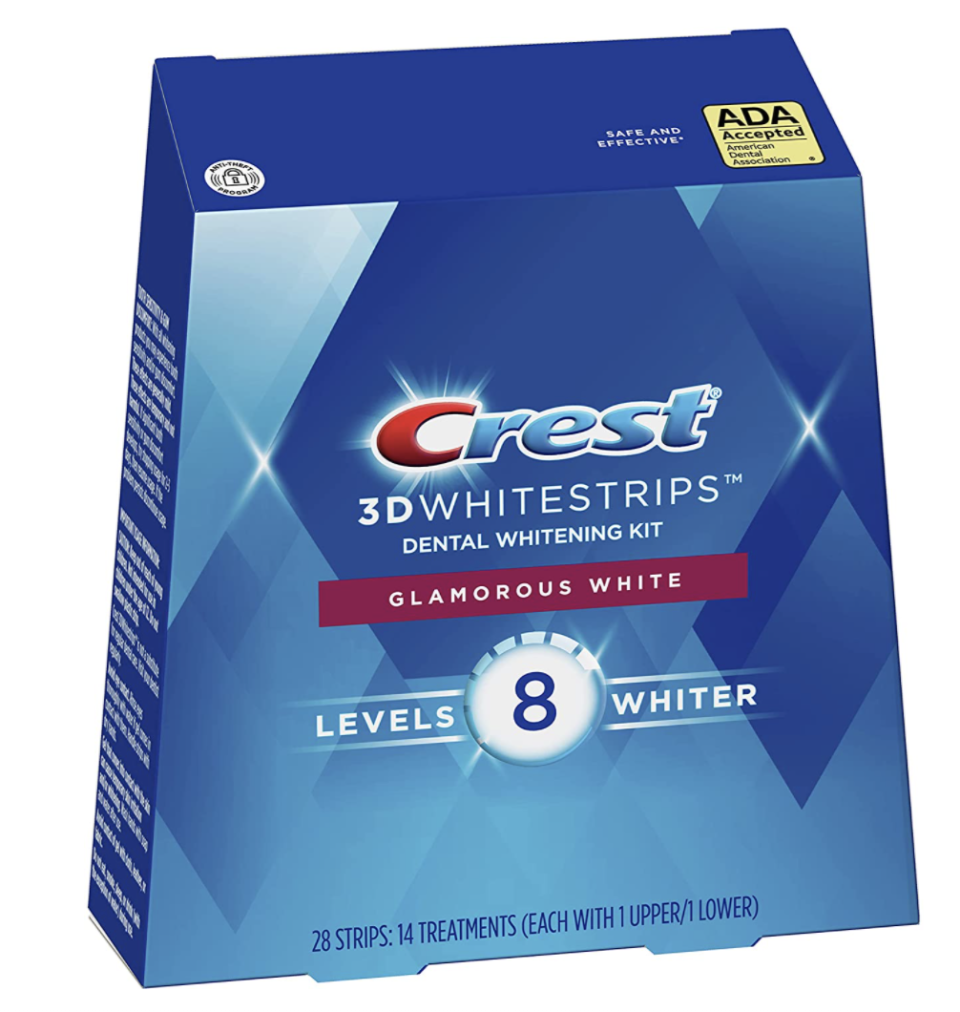 <p><strong>Crest</strong></p><p><strong>$29.49</strong></p><p><a href="https://www.amazon.com/Crest-Whitestrip-Whitening-Glamorous-Treatments/dp/B001OOLLVS/ref=sr_1_13_mod_primary_new?dchild=1&keywords=whitening+strips&qid=1634661412&qsid=140-1268606-1264547&s=beauty&sbo=RZvfv%2F%2FHxDF%2BO5021pAnSA%3D%3D&sr=1-13&sres=B077YCC84H%2CB00AHAWWO0%2CB07XJZ1MSF%2CB07QC8LFQP%2CB082TPDTM2%2CB091FBXZ5H%2CB01INDUWVC%2CB09581HBBJ%2CB08GQK34KY%2CB08F58FBKB%2CB09DCS2RQN%2CB01M63SQTI%2CB001OOLLVS%2CB01INDUT6A%2CB09BNV4DFF%2CB09DKTTMTG%2CB095PNPRTW%2CB081SJMMMJ%2CB084ZXYYCT%2CB07FKMFG6F&srpt=TOOTH_WHITENER&tag=syn-yahoo-20&ascsubtag=%5Bartid%7C2140.g.38004520%5Bsrc%7Cyahoo-us" rel="nofollow noopener" target="_blank" data-ylk="slk:Shop Now;elm:context_link;itc:0;sec:content-canvas" class="link ">Shop Now</a></p><p>Okay, so it's not the sexiest thing on the list. But how great is it going to feel when you see your pearly whites shining brighter than ever in all your holiday shots? These make a great stocking stuffer, too. </p>