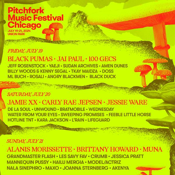 Pitchfork Music Festival 2024 Schedule Lineup Flyer