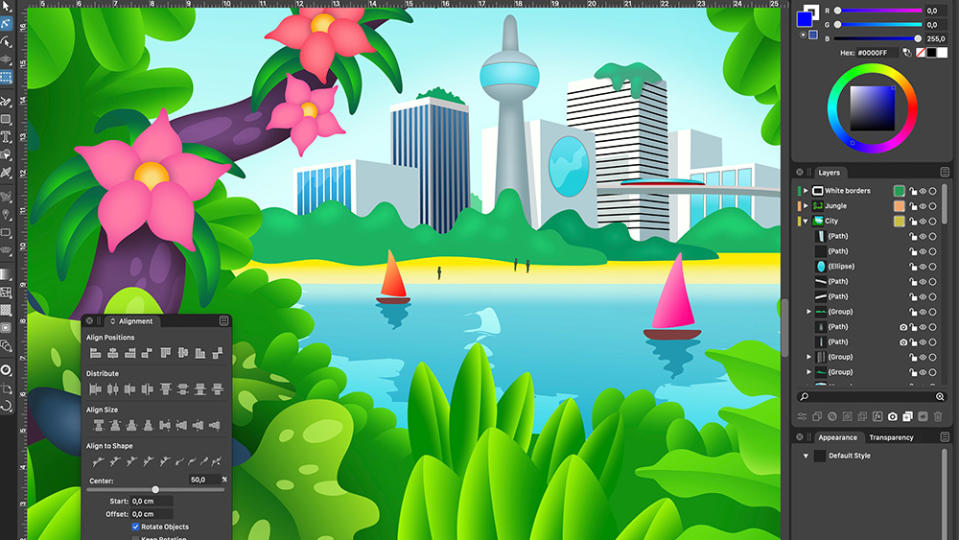 A screenshot from VectorStyler, one of the best graphic design software programs