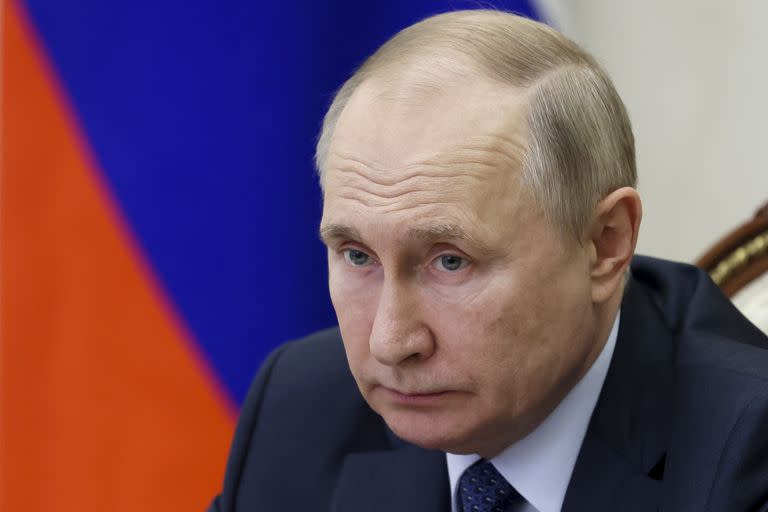 El presidente ruso, Vladímir Putin, asiste a la reunión anual del Consejo Presidencial para la Sociedad Civil y los Derechos Humanos a través de videoconferencia en Moscú, Rusia, el miércoles 7 de diciembre de 2022.