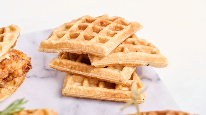 waffles in a stack on table