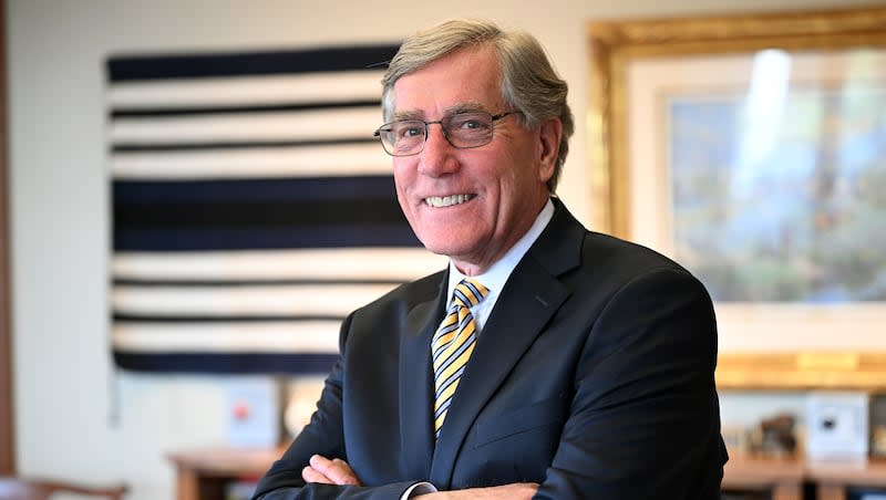 Zions Bank President and CEO Scott Anderson poses for photos in his office at the corporate offices in Salt Lake City on Wednesday, Sept. 20, 2023.