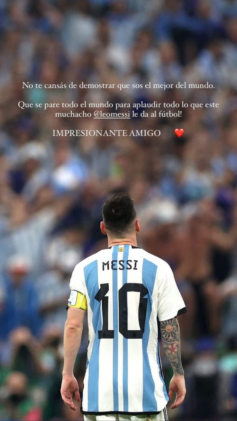 Una historia de Instagram del uruguayo Luis Suárez, una de las grandes amistades de Leo en el fútbol y en la vida.