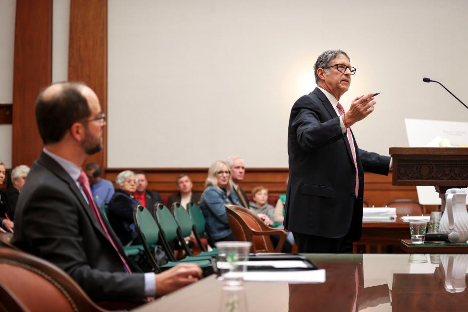 Attorney John DiLorenzo representing Republican Oregon senators makes his oral argument in front of the Oregon Supreme Court.