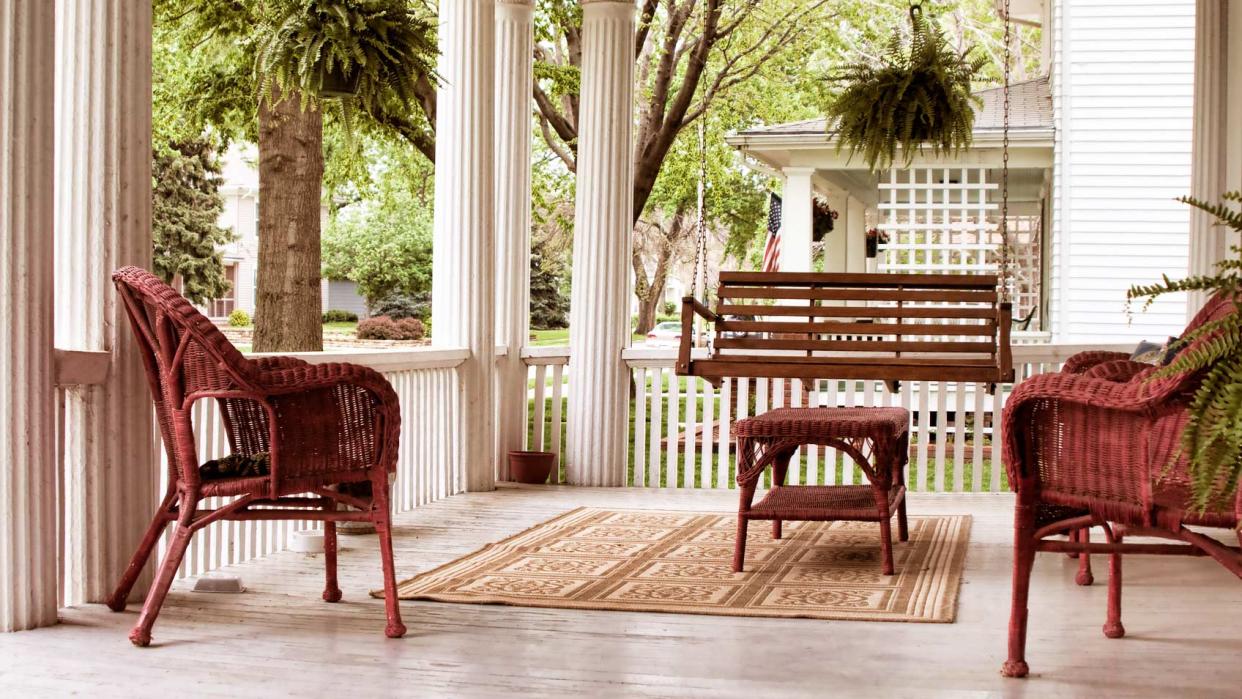 front porch swing and seats for curb appeal