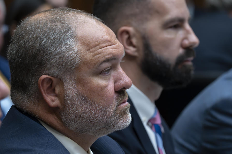 IRS Criminal Investigator Joseph Ziegler, right, and IRS Special Agent Gary Shapley, appear before the House Oversight and Accountability Committee during a hearing to argue that the Justice Department interfered with a yearslong investigation into Hunter Biden, at the Capitol in Washington, Wednesday, July 19, 2023. (AP Photo/J. Scott Applewhite)