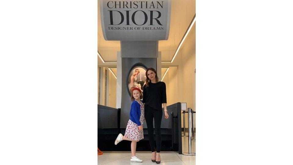 Harper Beckham and Victoria Beckham at the Dior exhibit in 2019