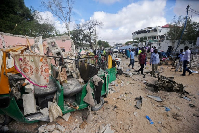 Tuesday's attack in Mogadishu came five days after another Shabaab assault on a pizza place, seen here, and a neighbouring restaurant which killed 18