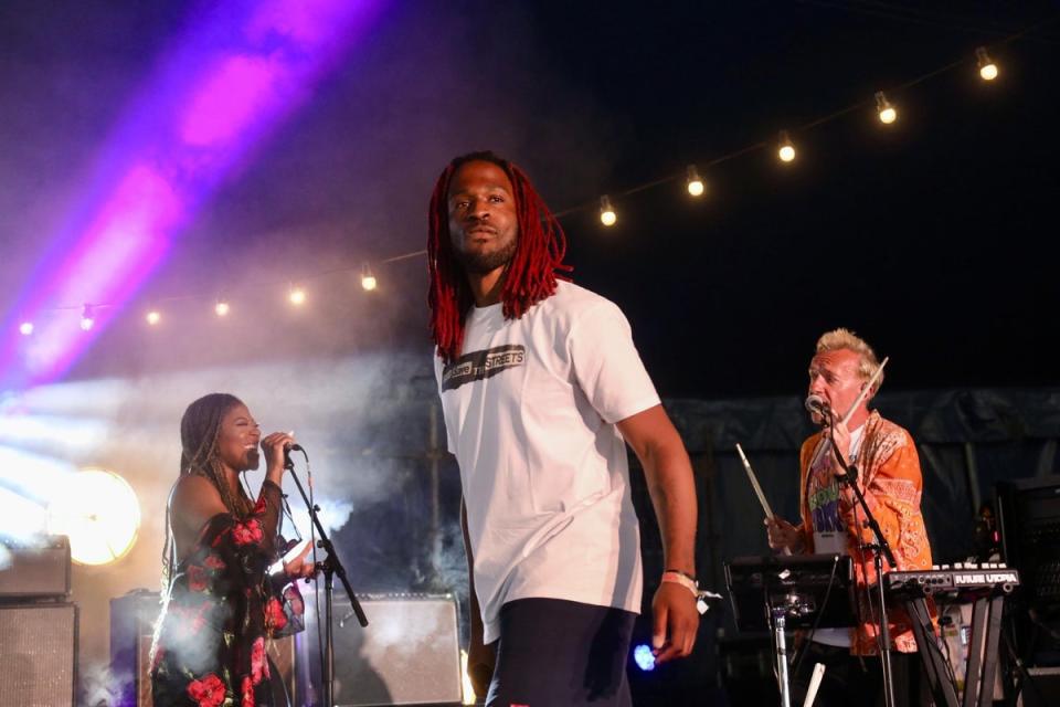 Future Utopia with Avelina performing at Glastonbury 2023 (Kristian Buus/Greenpeace)