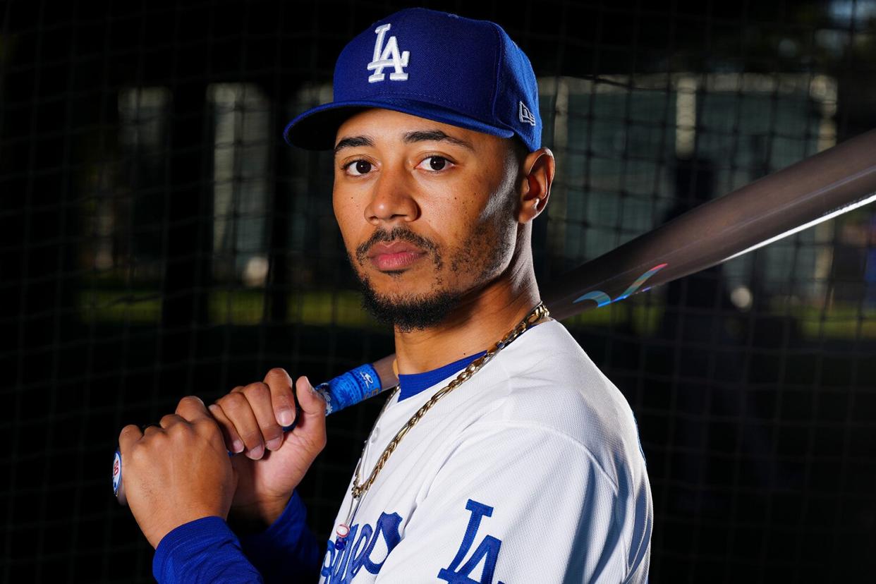 Mookie Betts #50 of the Los Angeles Dodgers poses for a photo during the Los Angeles Dodgers Photo Day at Camelback Ranch on Thursday, March 17, 2022 in Glendale, Arizona.