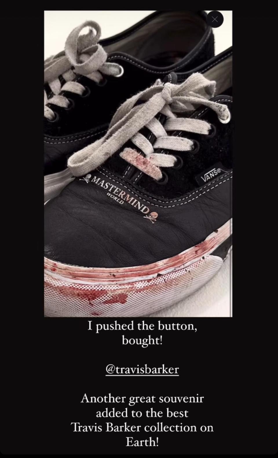 Travis Barker's Blooded Tour Worn Vans Sold Out For $4,000