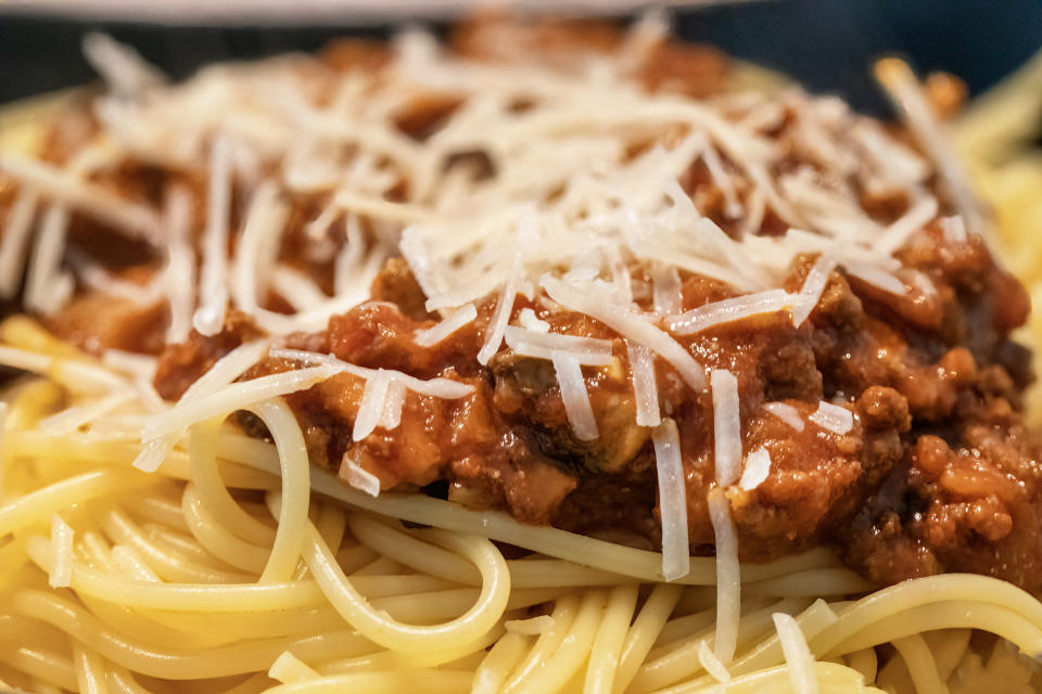 Spaghetti and meat sauce.