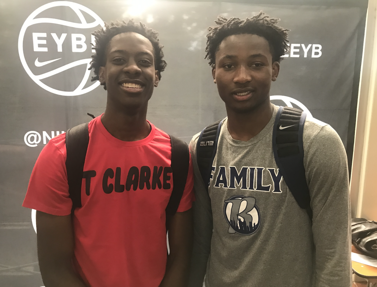 Terrence Clarke and Jonathan Kuminga, two five-star prospects, at Nike's Peach Jam tournament in July 2019. (Yahoo Sports)