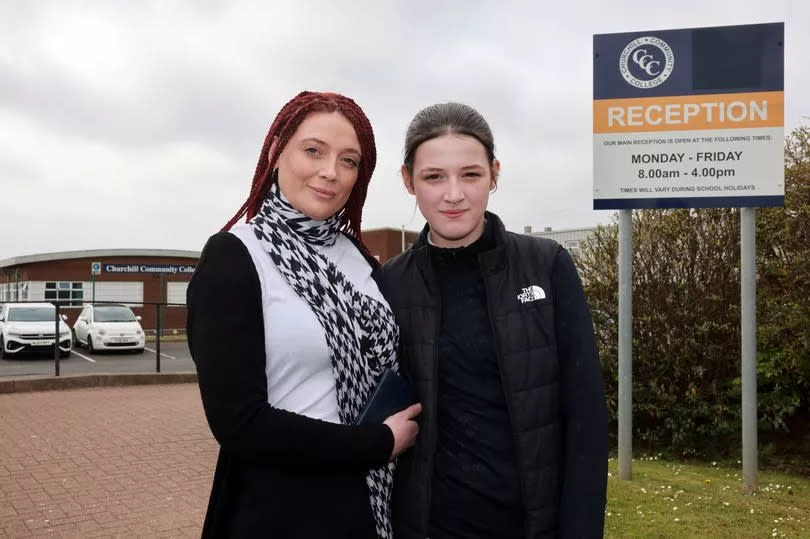 Faith Robson (15) who has been banned from attending her school prom - pictured with her mum Kayla Massey.