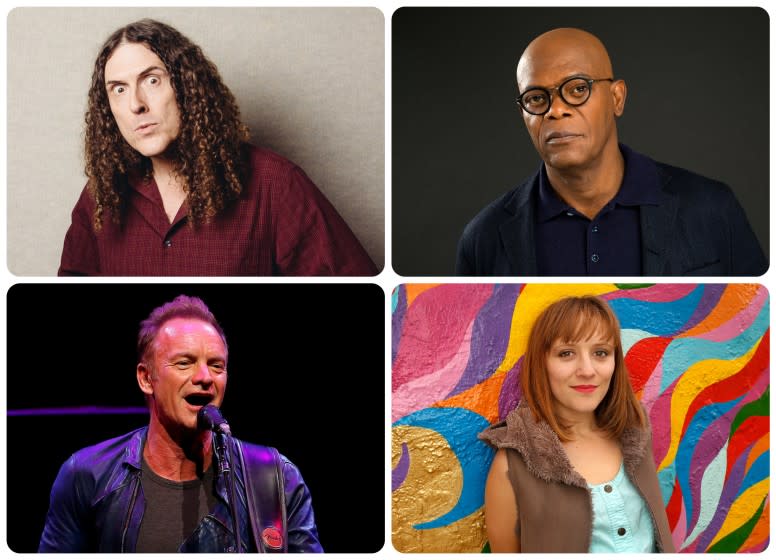 Clockwise from top left: "Weird Al" Yankovic; Samuel L. Jackson; Ellen Reid; and Sting