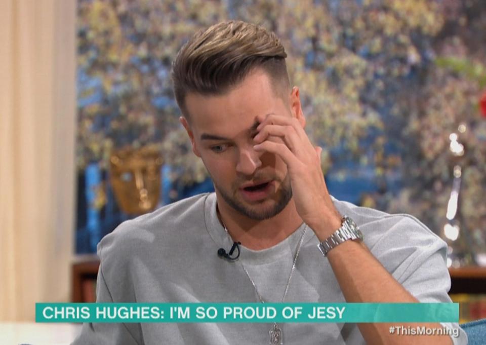 Tears: Hughes spoke of his pride at Nelson's documentary (ITV)