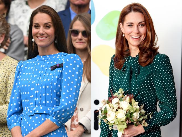 Kate Middleton in Blue Polka Dot Dress at Day 9 of Wimbledon Today