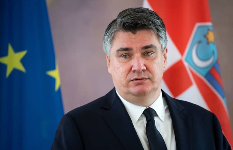 Zoran Milanovic, President of Croatia, speaks at a press conference after his conversation with Germany's President Steinmeier at Bellevue Palace. Bernd von Jutrczenka/dpa