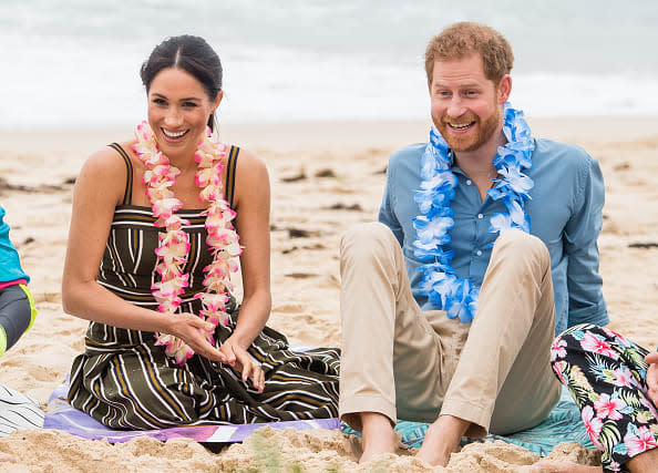 <div class="inline-image__caption"><p>Prince Harry, Duke of Sussex and Meghan, Duchess of Sussex visit Bondi Beach on October 19, 2018 in Sydney, Australia.</p></div> <div class="inline-image__credit">Samir Hussein/Samir Hussein/WireImage</div>