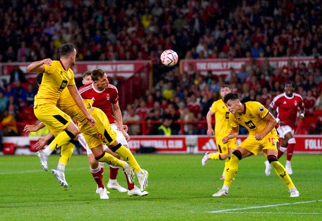 Chris Wood heads home the winner for Nottingham Forest