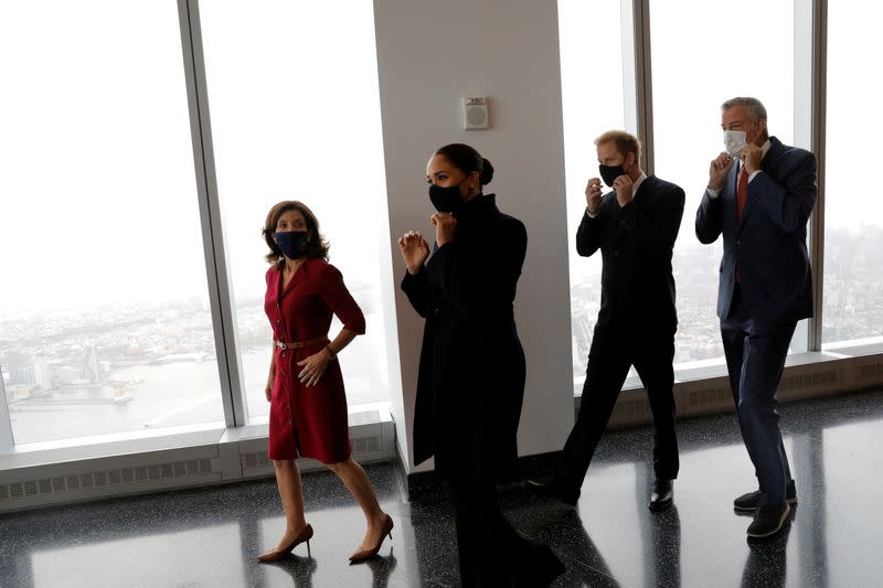 Britain's Prince Harry and Meghan, Duke and Duchess of Sussex, visit One World Trade Center in Manhattan, New York City