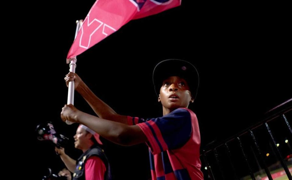 Danny, an 8-year-old St. Louis City fan from south St. Louis, waves a team flag on Aug. 6 during a matchup against Chicago Fire 2 at Ralph Korte Stadium in Edwardsville.