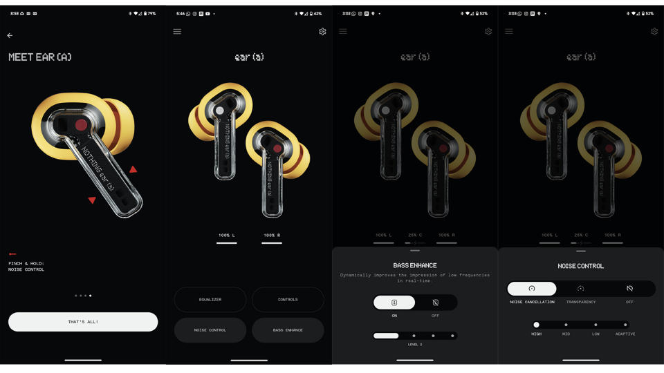 Nothing X app connected to Nothing Ear (a)