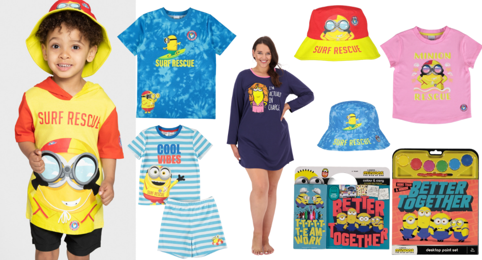 A collection of Best&Less' Minion and Surf Life Saving Australia items