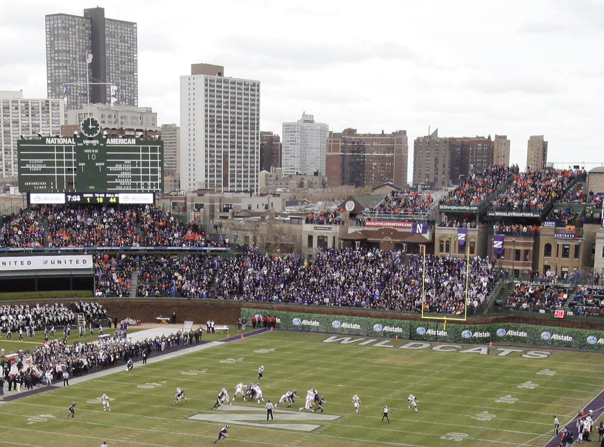 Northwestern and Illinois played the most recent college football game at Wrigley Field on Nov. 20, 2010. (AP Photo/Nam Y. Huh)