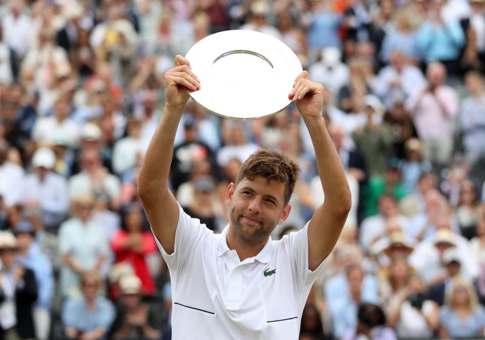 Filip Krajinovic with the runners up trophy (Bradley Collyer/PA) (PA Wire)