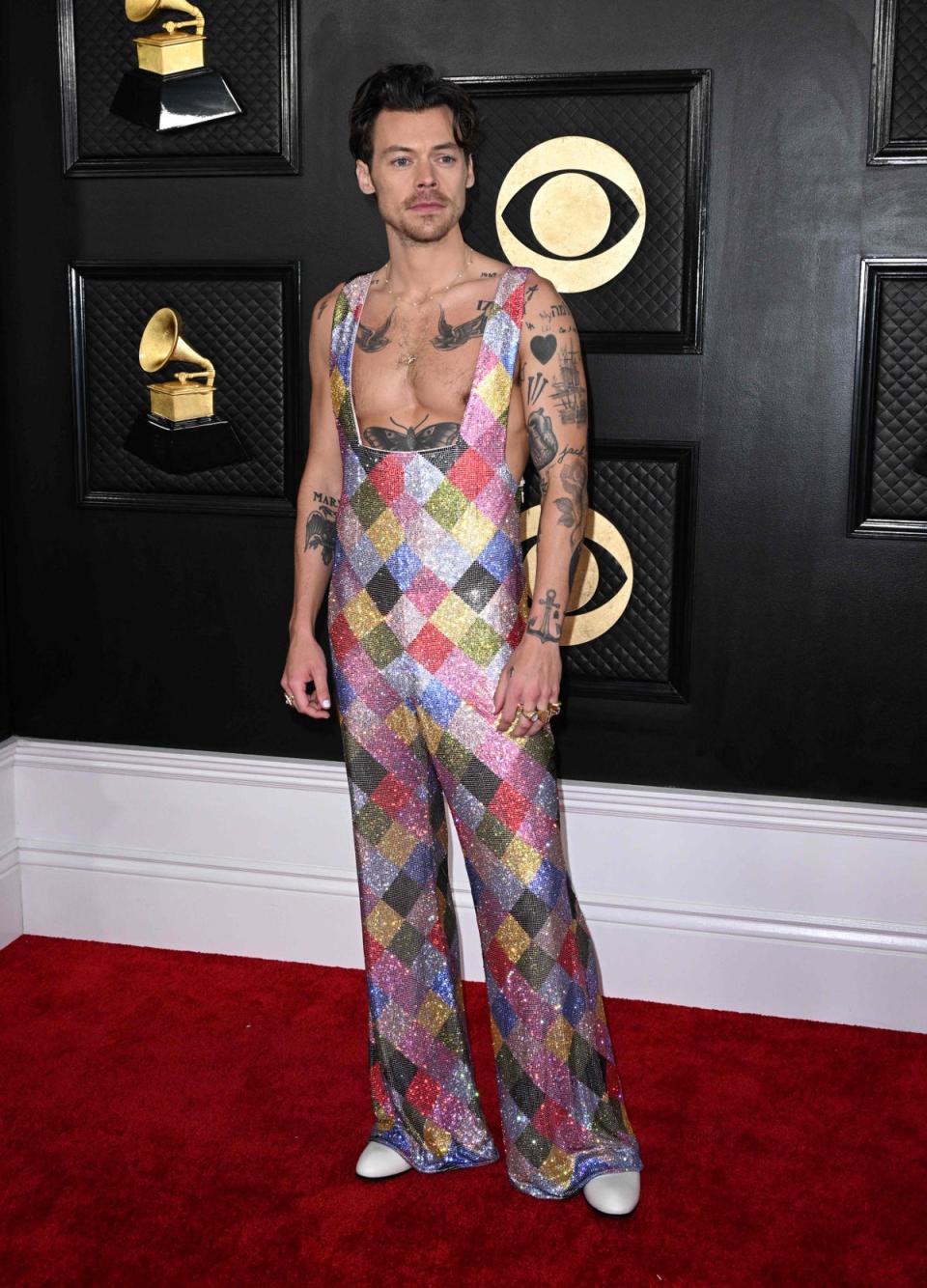 Harry Styles arrives for the 65th Annual Grammy Awards (AFP via Getty Images)