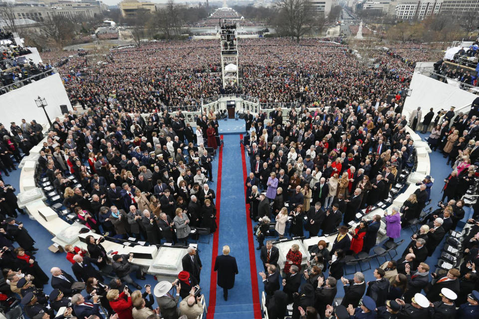 <p>President-elect Donald Trump arrives during the 58th Presidential Inauguration at the U.S. Capitol in Washington, Friday, Jan. 20, 2017. (Photo: Carolyn Kaster/AP) </p>