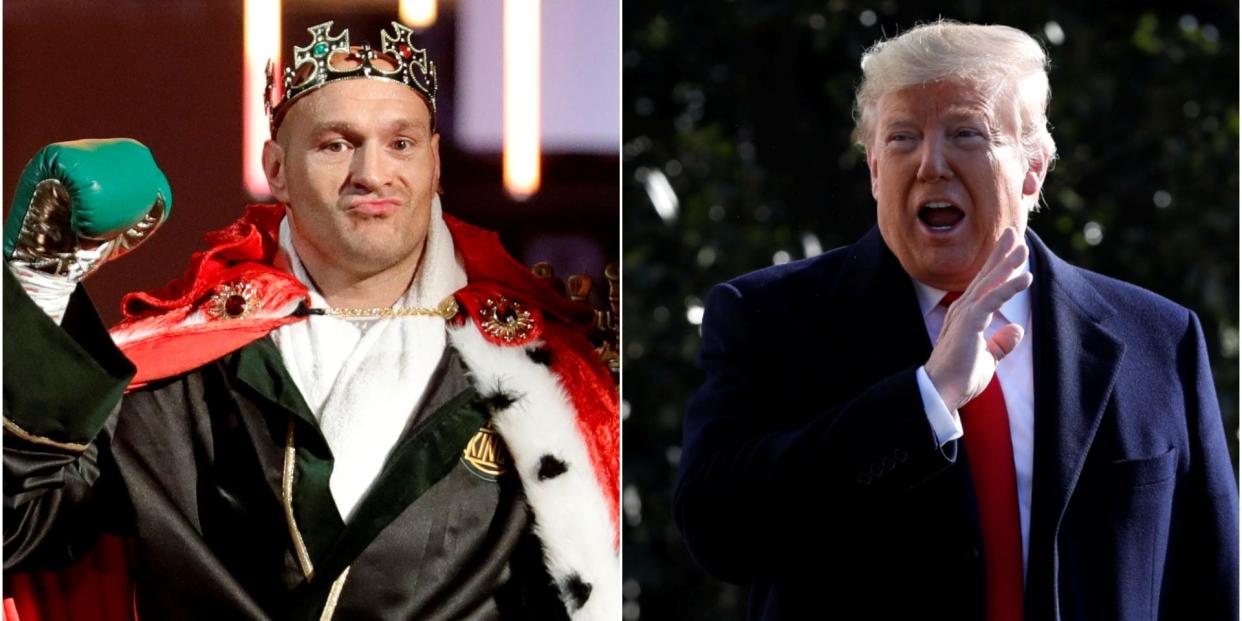 Tyson Fury, left, and Donald Trump, right.