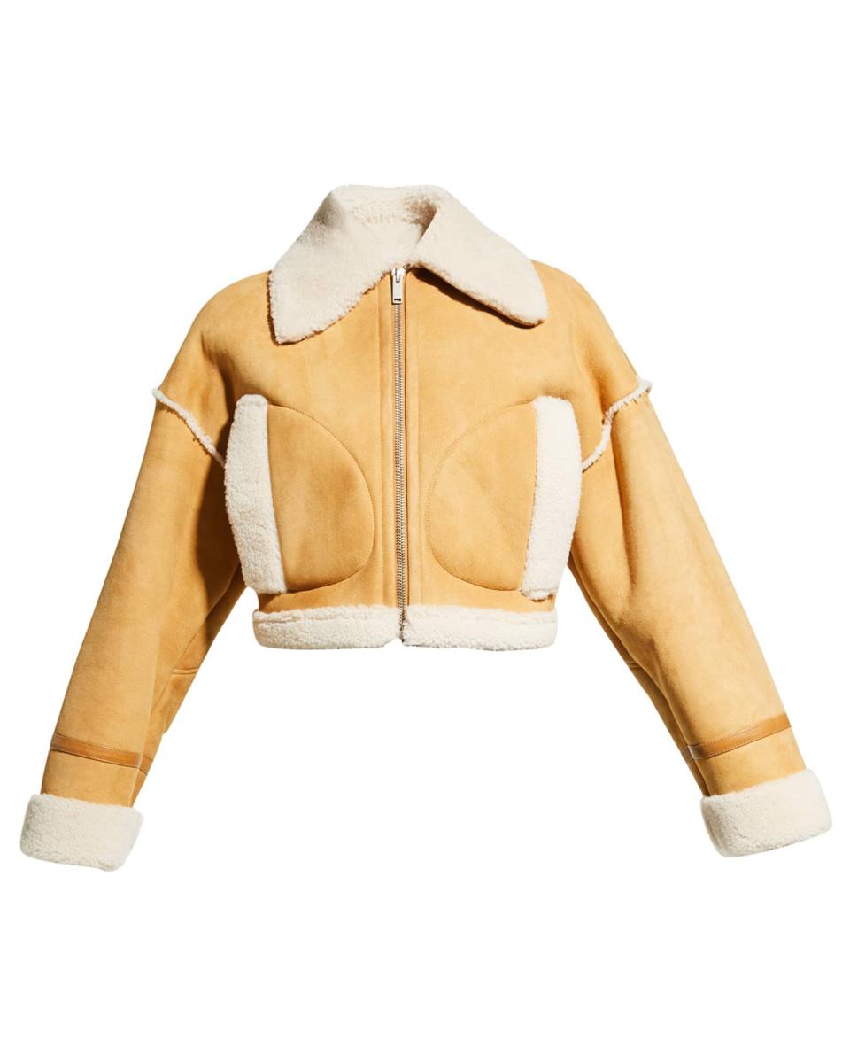 10) Cropped Aviator Jacket w/ Shearling Trim