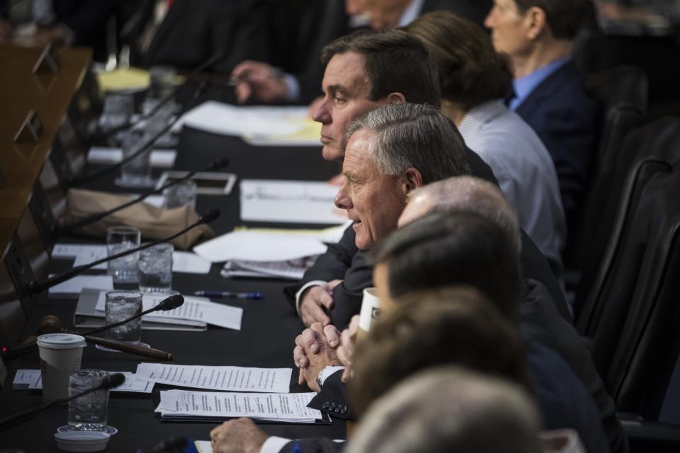 <p>Senator Richard Burr, a Republican from North Carolina and chairman of the Senate Intelligence Committee, center delivers opening remarks before the start of a Senate Intelligence Committee hearing with James Comey, former director of the Federal Bureau of Investigation (FBI), not pictured, in Washington on Thursday, June 8, 2017. (Photo: Zach Gibson/Bloomberg via Getty Images) </p>