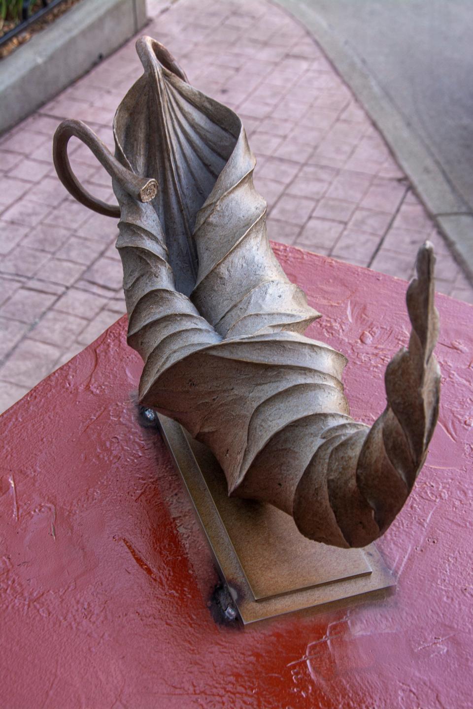 Winter Hibiscus Leaf by Nathan Johansen. Sioux Falls SculptureWalk 2022.