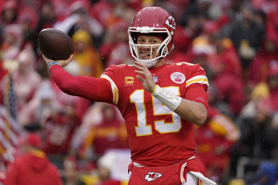 The baseball skills of Kansas City's Patrick Mahomes sometimes lead to the Chiefs quarterback throwing sidearm.