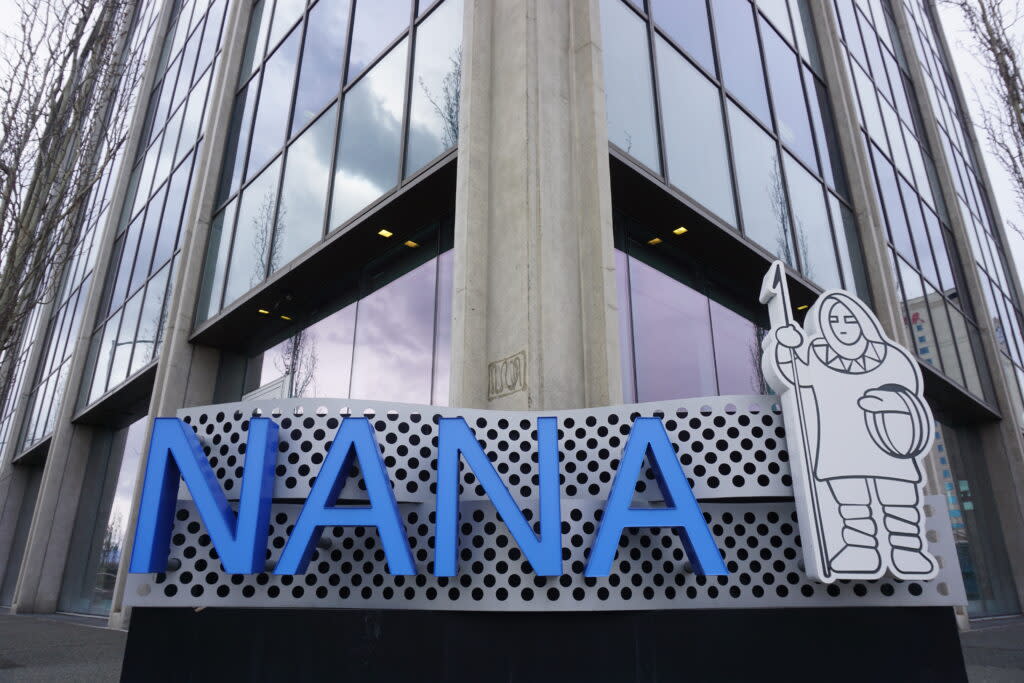 The NANA Regional Corp. office in downtown Anchorage is seen on May 8, 2024. (Photo by Yereth Rosen/Alaska Beacon)