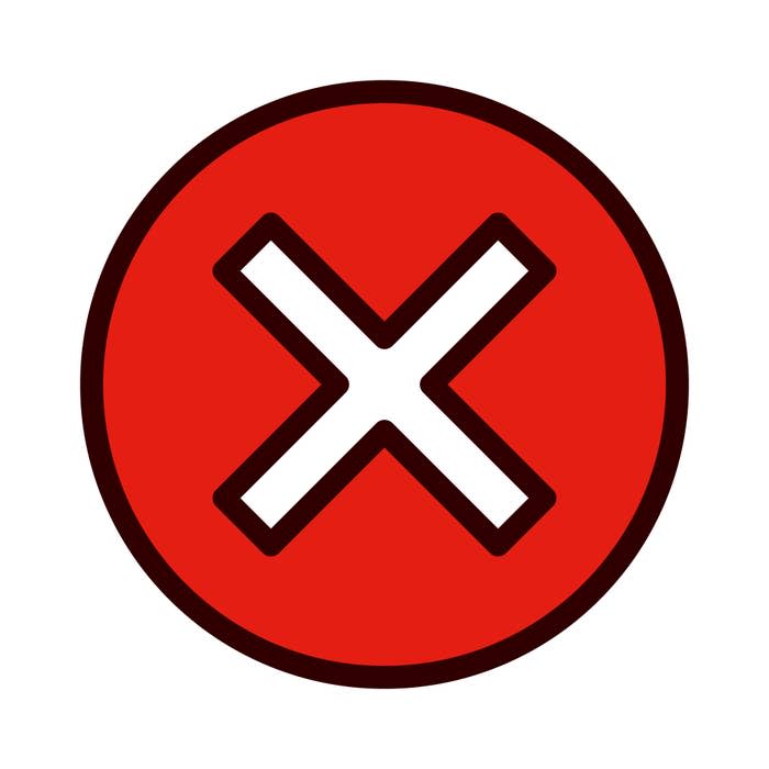 A white X in a red circle