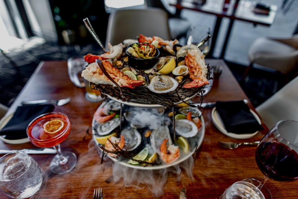 The menu at Cut 132 includes a seafood platter of oysters, clams, mussels, lobster tails, shrimp and crab.