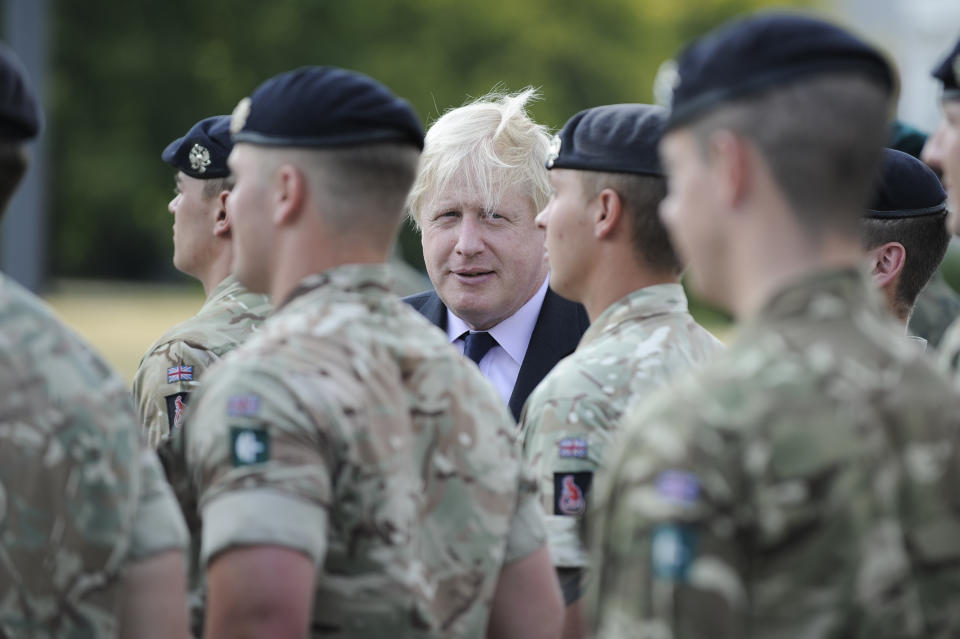 The Foreign Secretary Boris Johnson and Defense Secretary Gavin Williamson visit Warsaw, Poland on June 21, 2018 to meet with Polish minister of defense Mariusz Blasczak and Minister of Foreign Affairs Jacek Czaputowicz. (Photo by Jaap Arriens / Sipa USA)